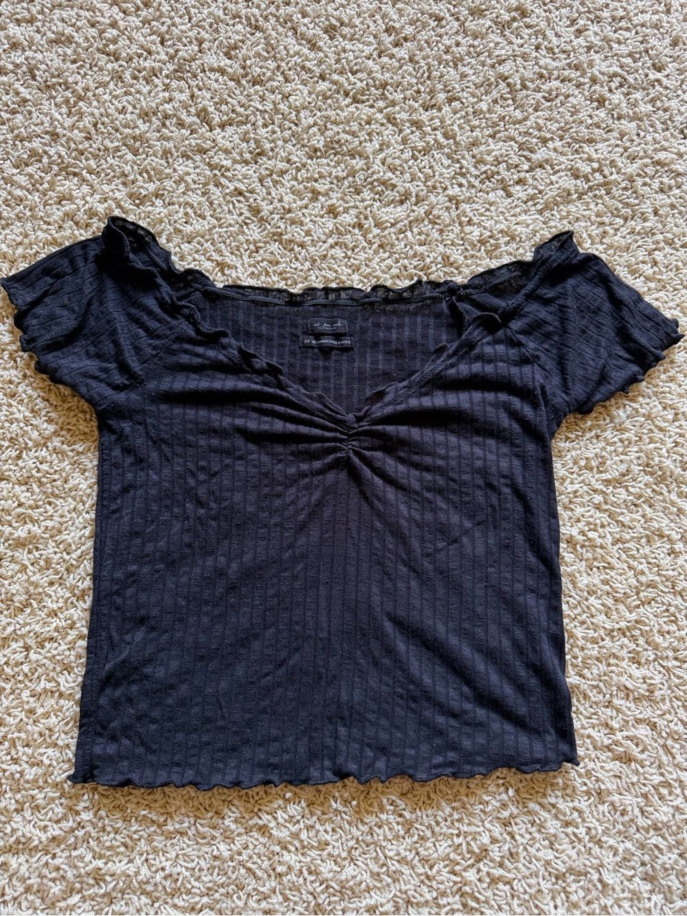 Urban outfitters Black Ribbed Twist-Front Crop Top